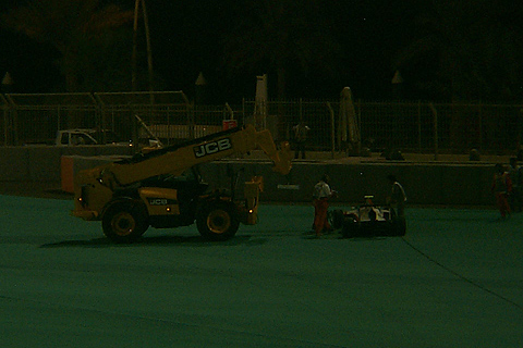 Crane Removing a GP3 Car Which Ran Off Course