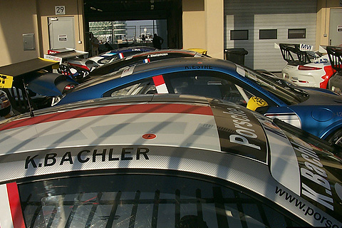 Porsche 911 GT3 cars Lines Up in Post-Race Impound