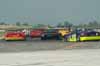 Rear View of Start of Trans-Am Race in First Turn Thumbnail
