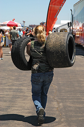 Fan Carying Two Tires