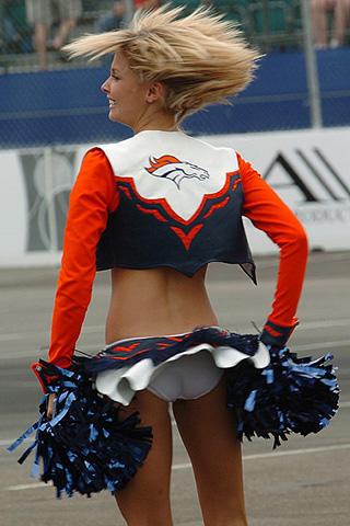 Denver Broncos Cheerleader Spinning Around