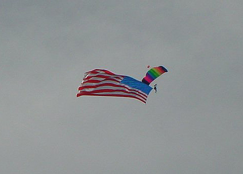 Parachutist With American Flag