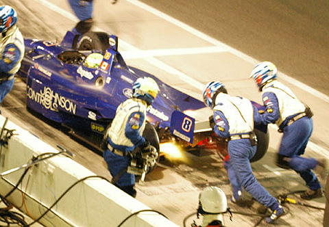 Alex Tagliani Racing Out of Pit Stop