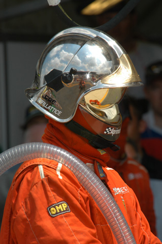 Sky Reflection off Fuel Man Helmet
