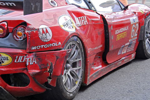 Damaged Ferrari 430 GT Driven by Jaime Melo and Gianmaria Bruni in Action
