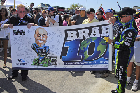 Banner Delebrating David Brabhams 100th Start