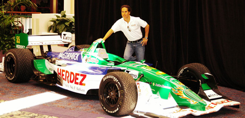 Mario Dominguez Leaning Over Car
