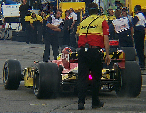 Mario Haberfeld Lights Up Tires Exiting Pits