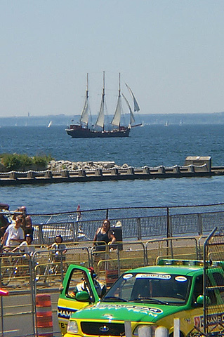 Tall Ship on Lake Ontario Behind Racetrack