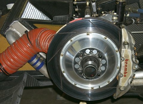 Closeup of Front Brake Rotor on Riley & Scott